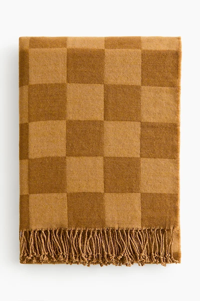 Couverture à carreaux en coton mélangé