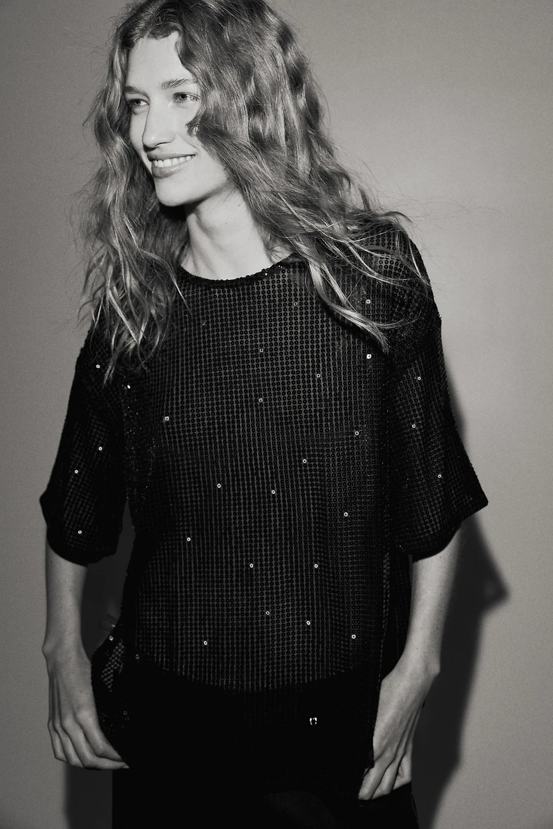 Oversized Sequined Top