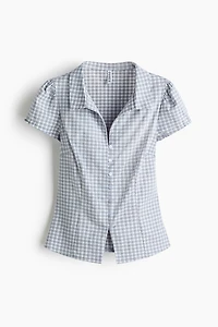 Button-Front Top with Collar