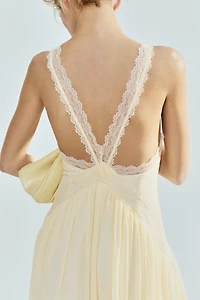 Lace-Inset Chiffon Dress