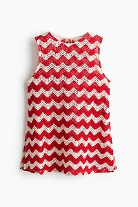 Crochet-Look Jacquard Jersey Top