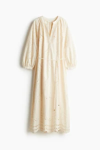 Eyelet-Embroidered Dress with Tie Belt
