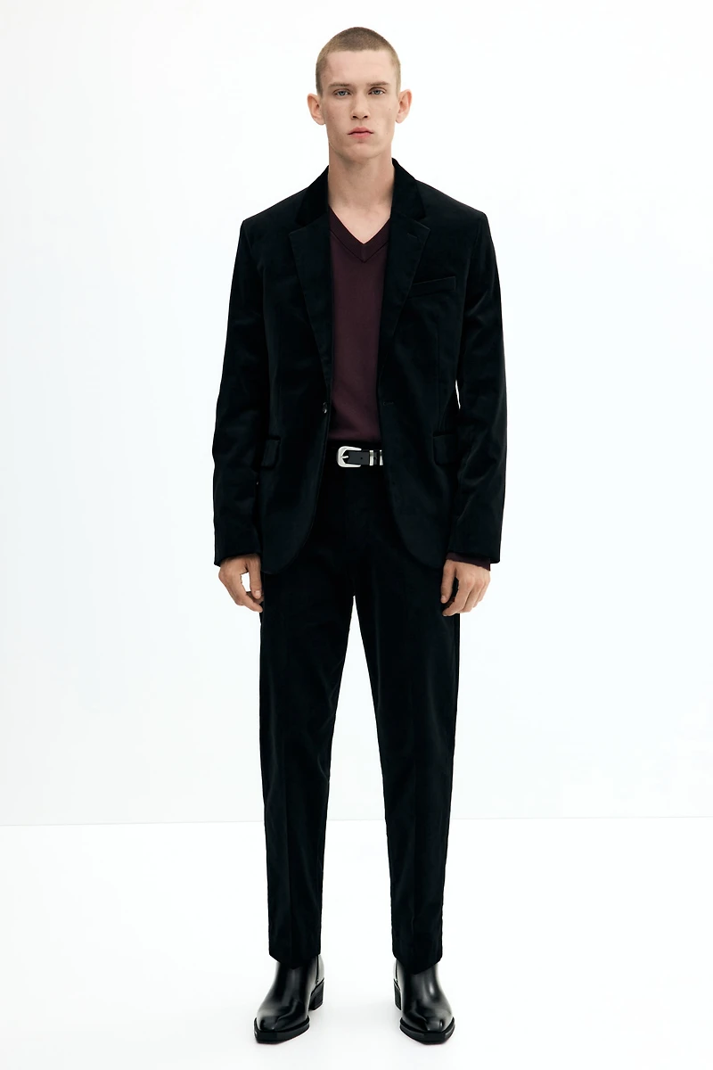 Veste classique à fermeture droite en velours