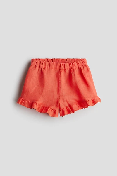 Ruffled Linen Shorts