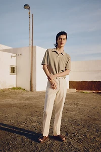 Regular Fit Linen-Blend Polo Shirt