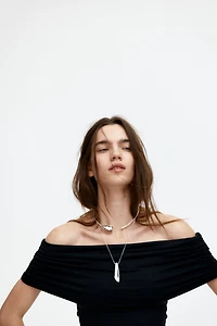 Gathered off-the-shoulder top