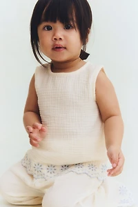 2-Piece Embroidered-Detail Cotton Set