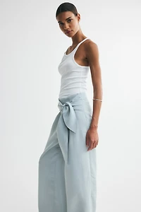 Wide-Leg Tie-Detail Pants