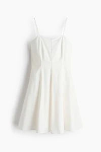 Poplin Dress with Flared Skirt