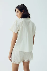 Lace-inset cotton pyjamas