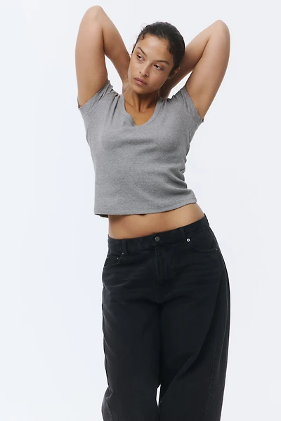 Ribbed Scoop-Neck T-Shirt