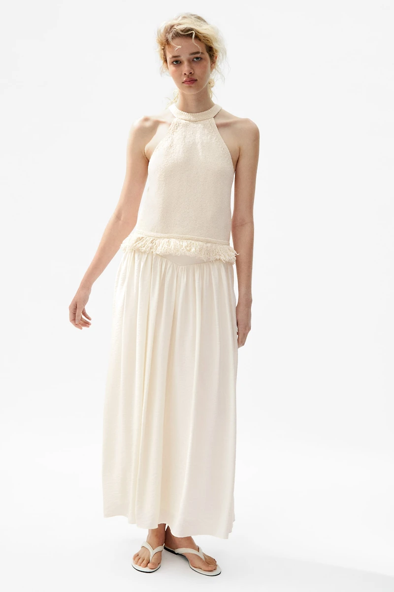 Fringe-Trimmed Knit Top