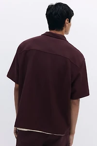 Chemise brossée ample avec col cubain