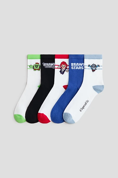 5-Pack Motif-Detail Socks