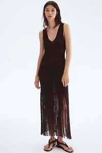 Fringe-Trimmed Knit Dress