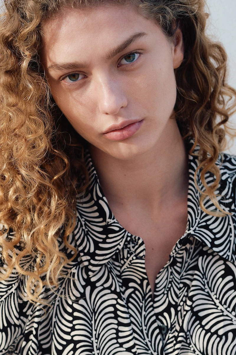 Tie-belt viscose shirt dress