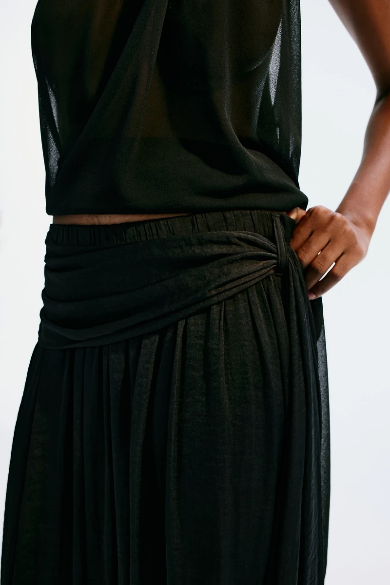 Draped-Panel Balloon-Leg Pants