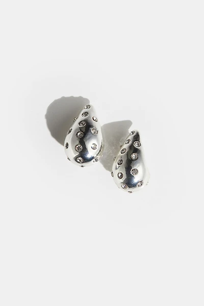 Boucles d'oreilles bombées avec pierres du Rhin