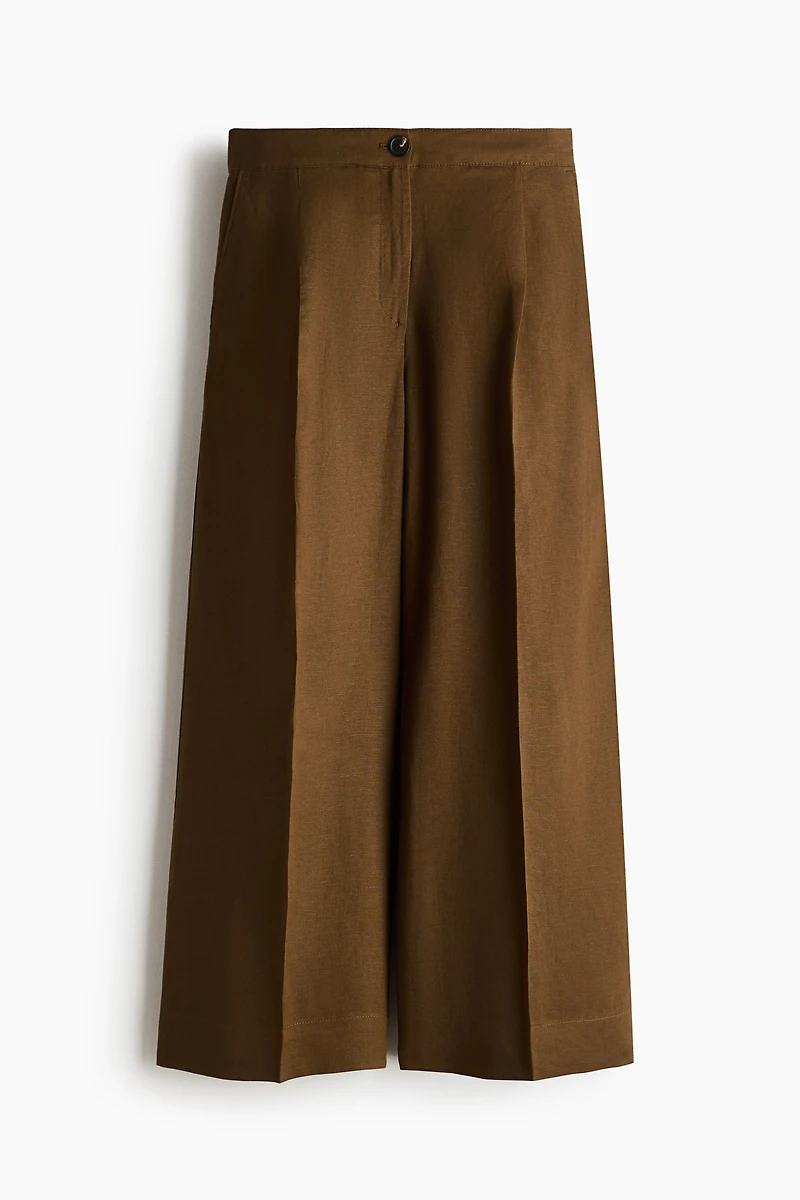 Ankle-Length Linen-Blend Pants