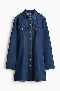 Flared-Skirt Denim Dress