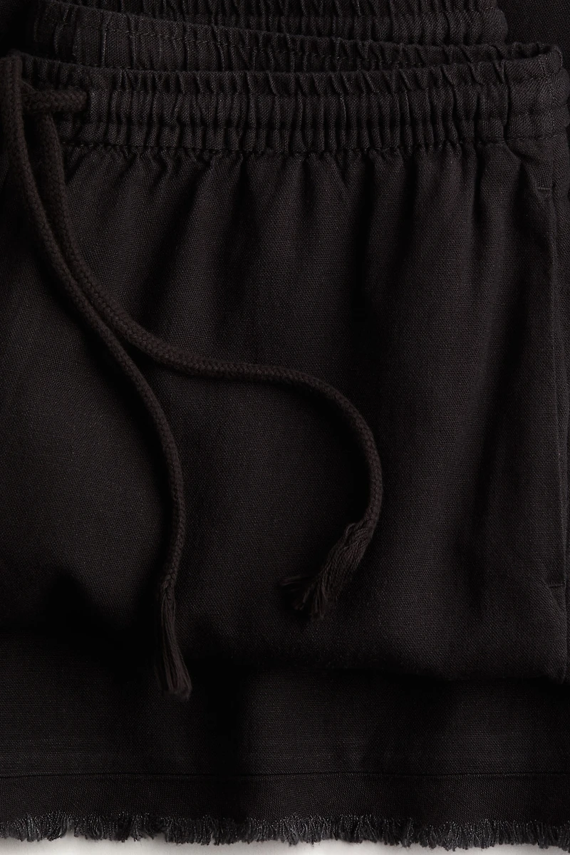 Linen-Blend Drawstring Pants