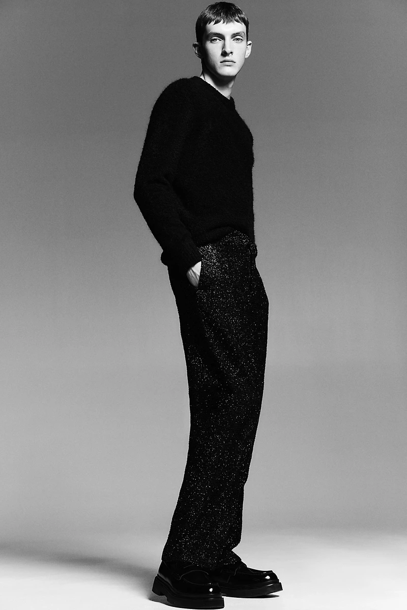 Relaxed Fit Glittery Tailored Pants