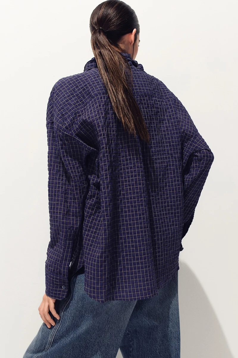 Seersucker Shirt with Scarf