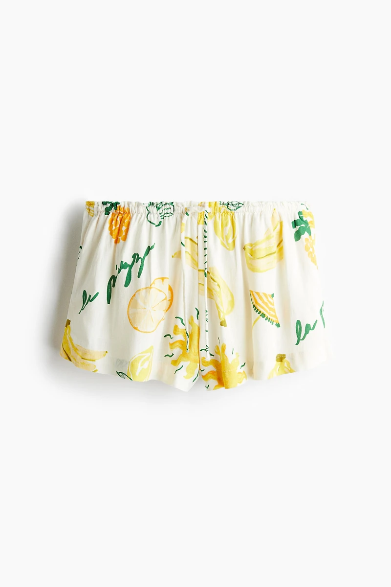 Short en lin mélangé avec cordon de serrage