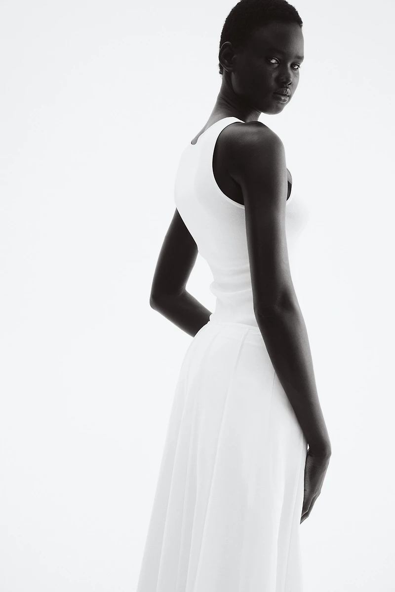 Flared Linen-Blend Skirt
