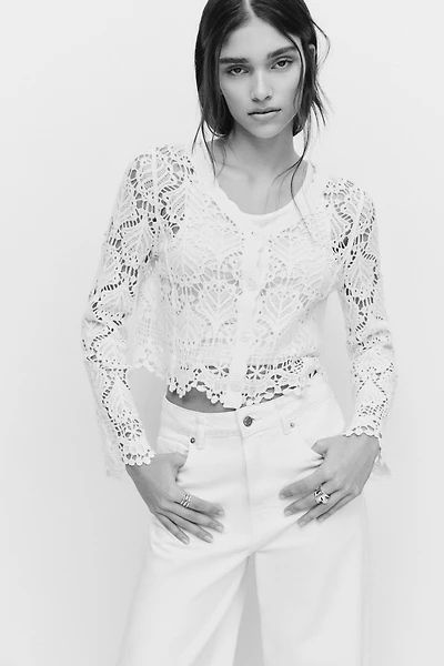 Chandail en coton à l’aspect crochet