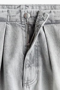 Regular-Waist Barrel-Leg Ankle Jeans