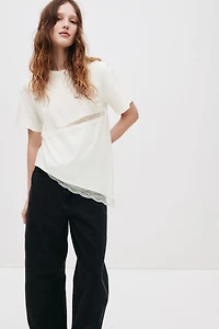Lace-Trimmed T-Shirt