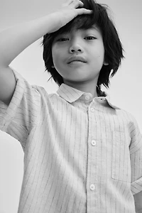 Short-Sleeved Linen-Blend Shirt