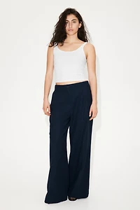 Wide-Leg Linen-Blend Pants