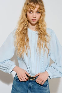 Pintucked Cotton Blouse