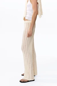Wide-Leg Crochet-Look Pants
