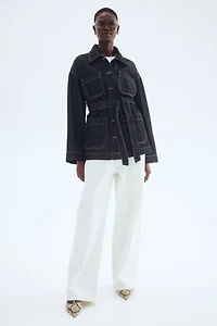 Veste en denim avec ceinture à nouer