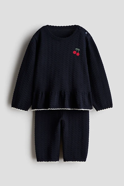 Ensemble 2 pièces en tricot de coton texturé