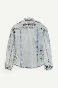Distressed-Look Denim Shirt