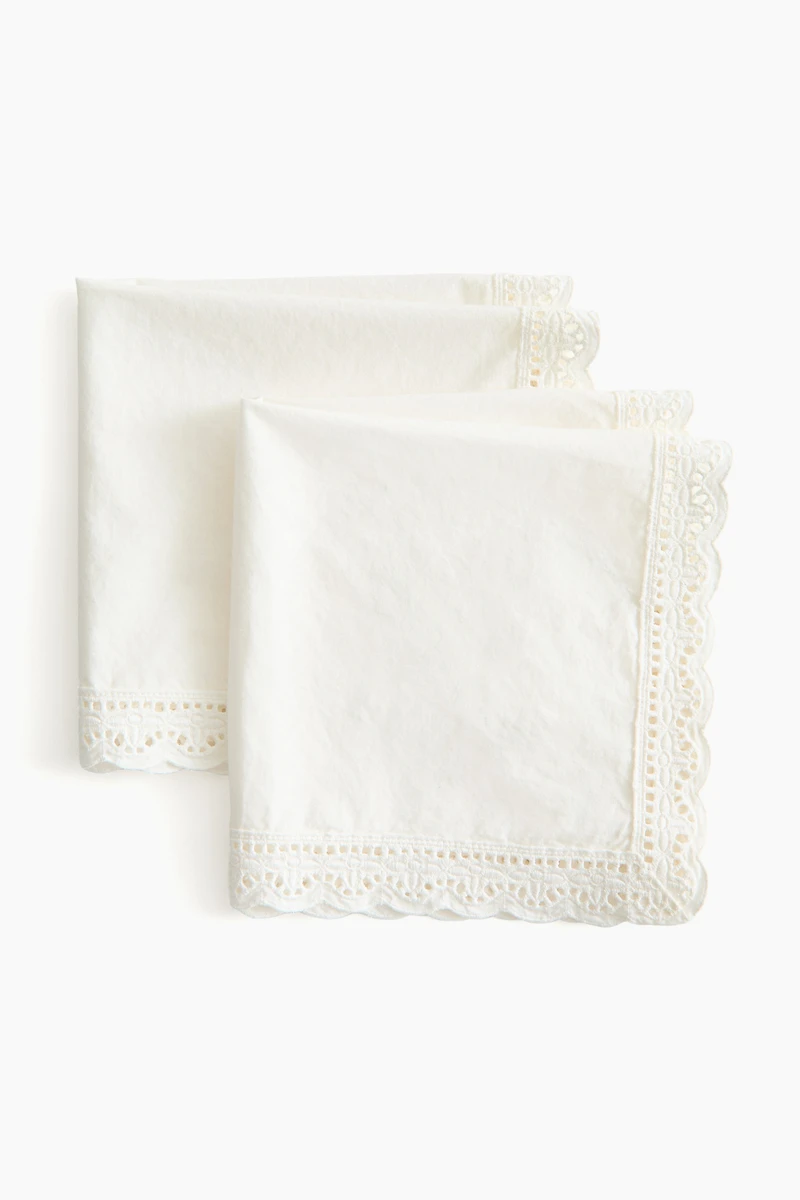 2-Pack Lace-Trimmed Cotton Napkins