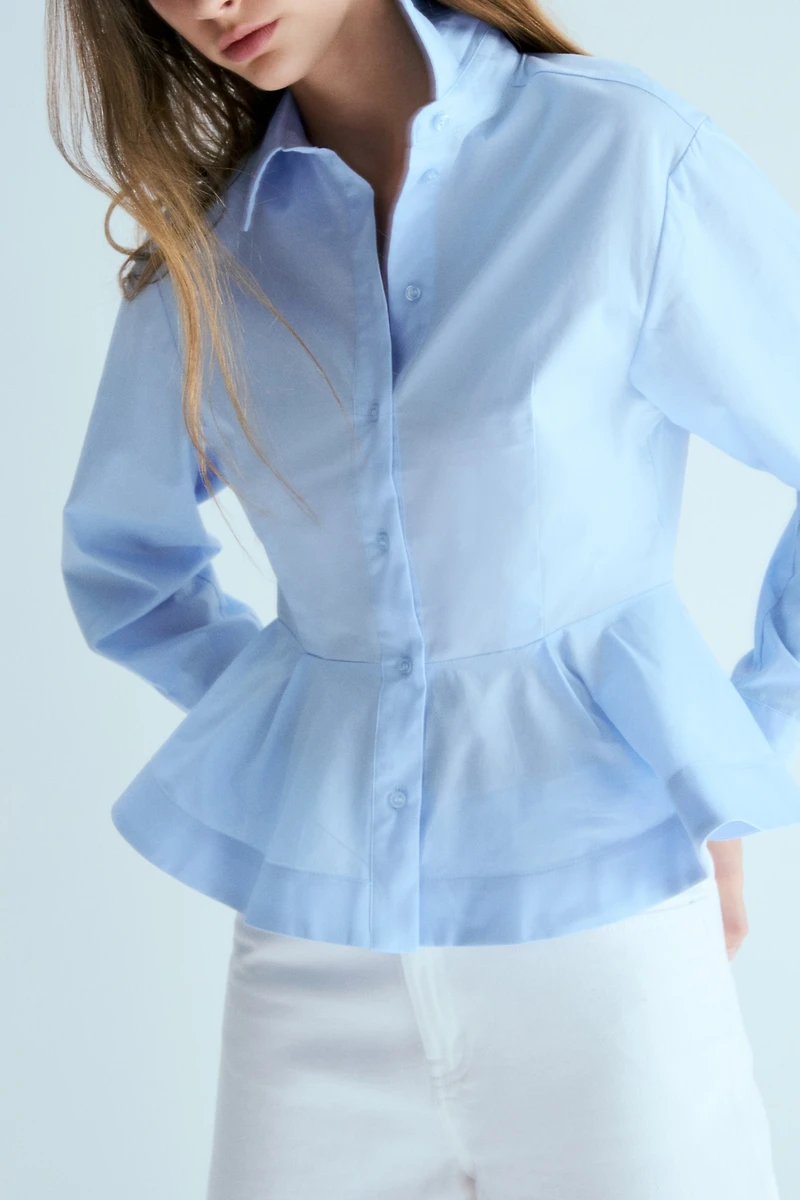 Poplin Peplum Shirt