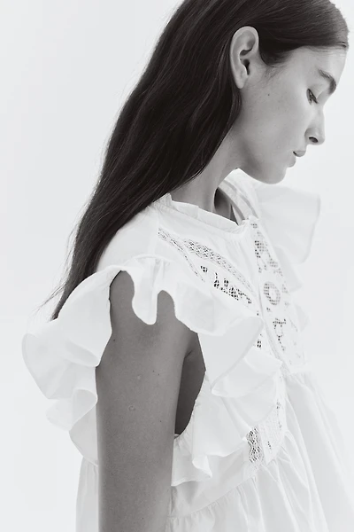 Blouse brodée en coton