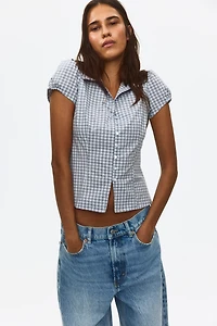 Button-Front Top with Collar