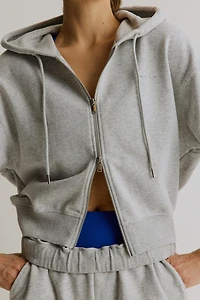 Cropped Hooded Activewear Sweatshirt Jacket