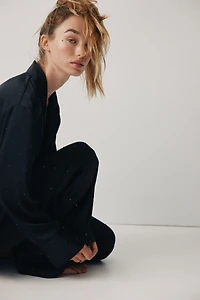 Embellished Satin Pajama Pants