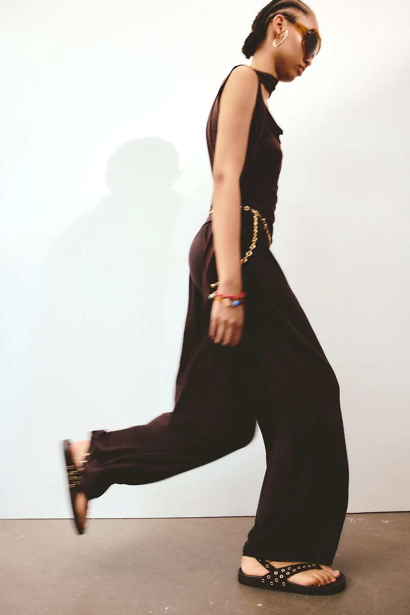 Gathered Viscose Pants