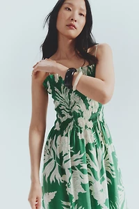 Smocked-Bodice Strappy Dress