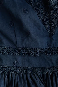 Lace-Trimmed Cotton Dress