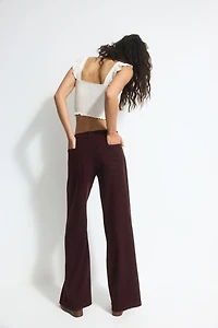 Pantalon large en lin mélangé