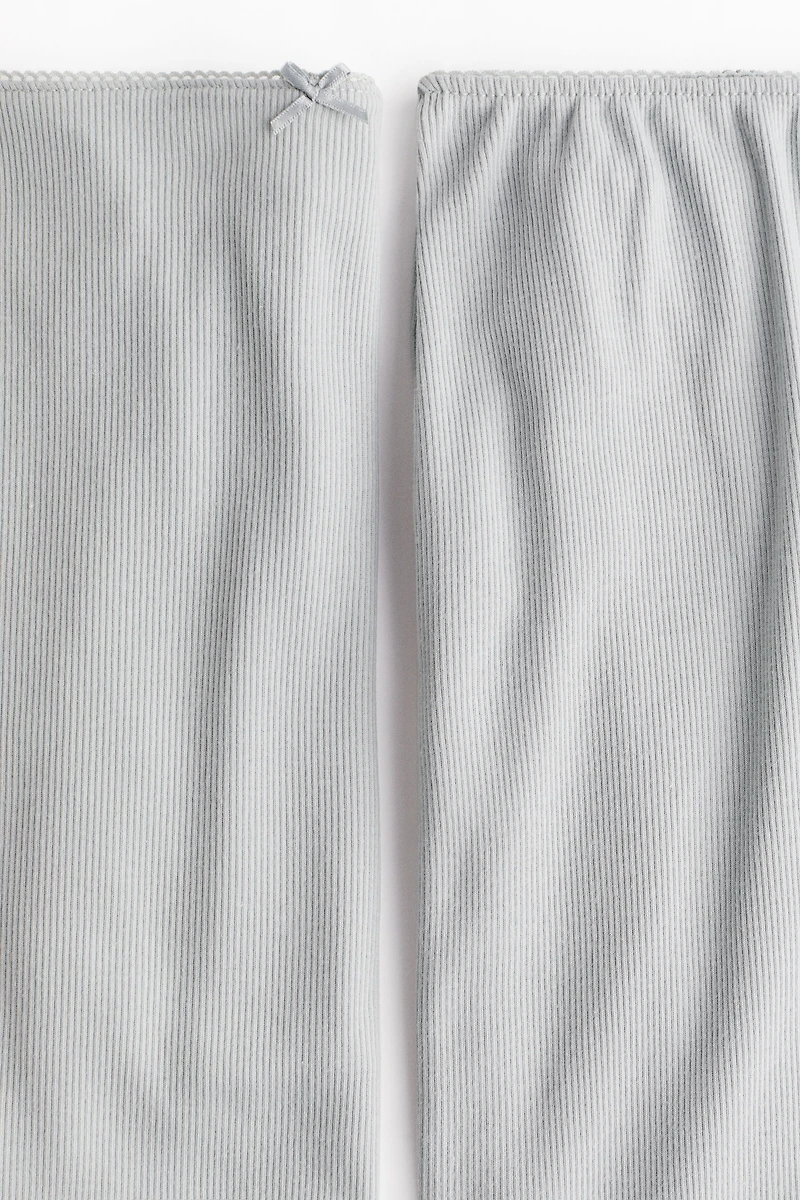 Picot-Trimmed Ribbed Pajamas
